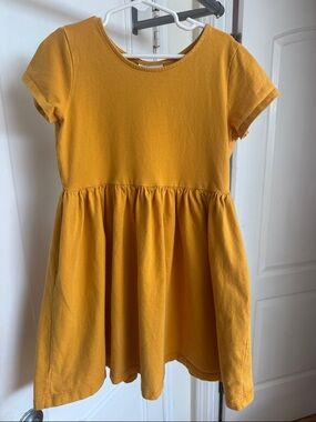 Hanna Andersson Girls' Mustard Yellow Short Sleeve Knit Dress